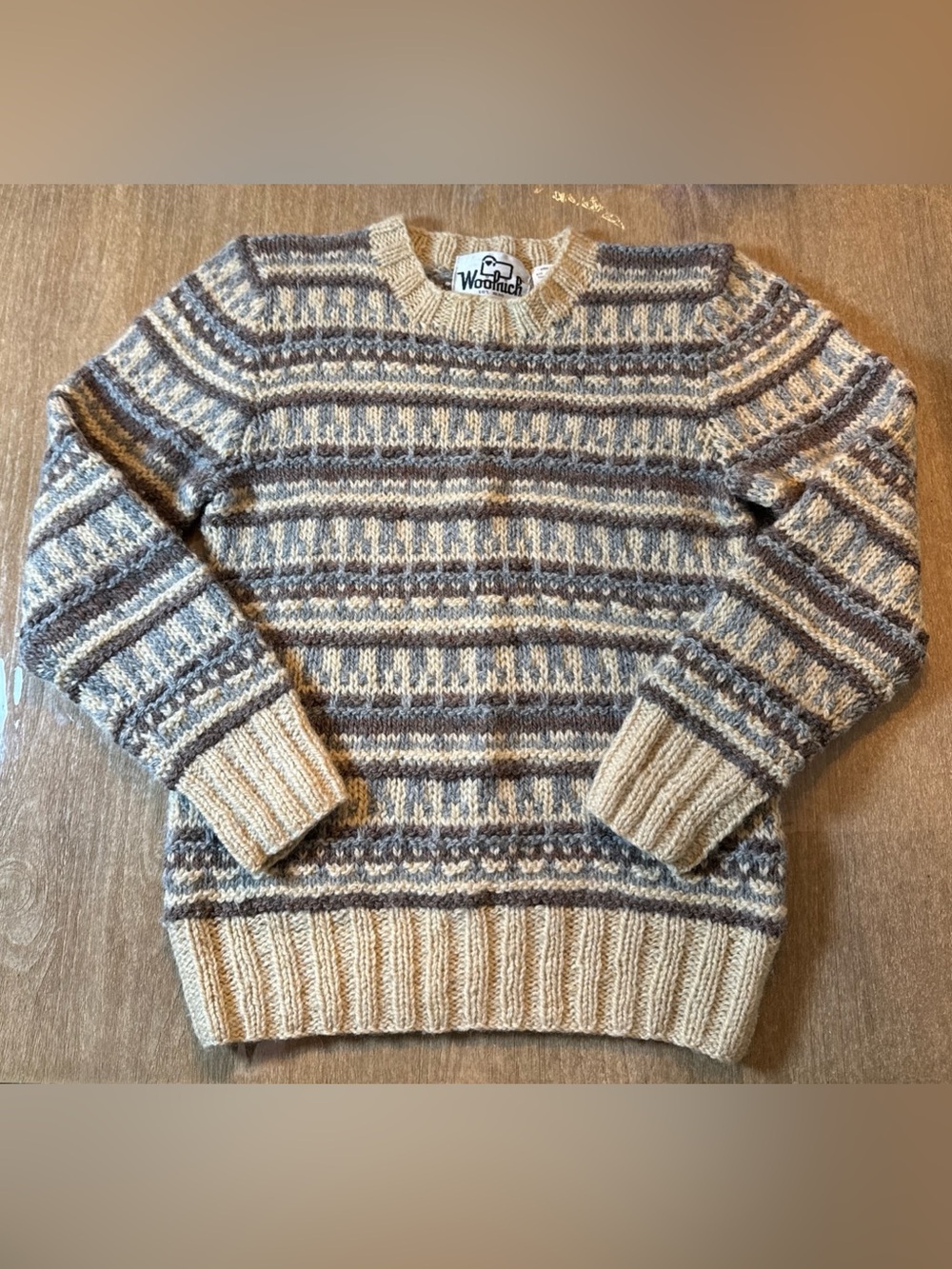 VTG Woolrich Fair Isle Earthtones Wool Sweater Women’s Size Small 1960’s